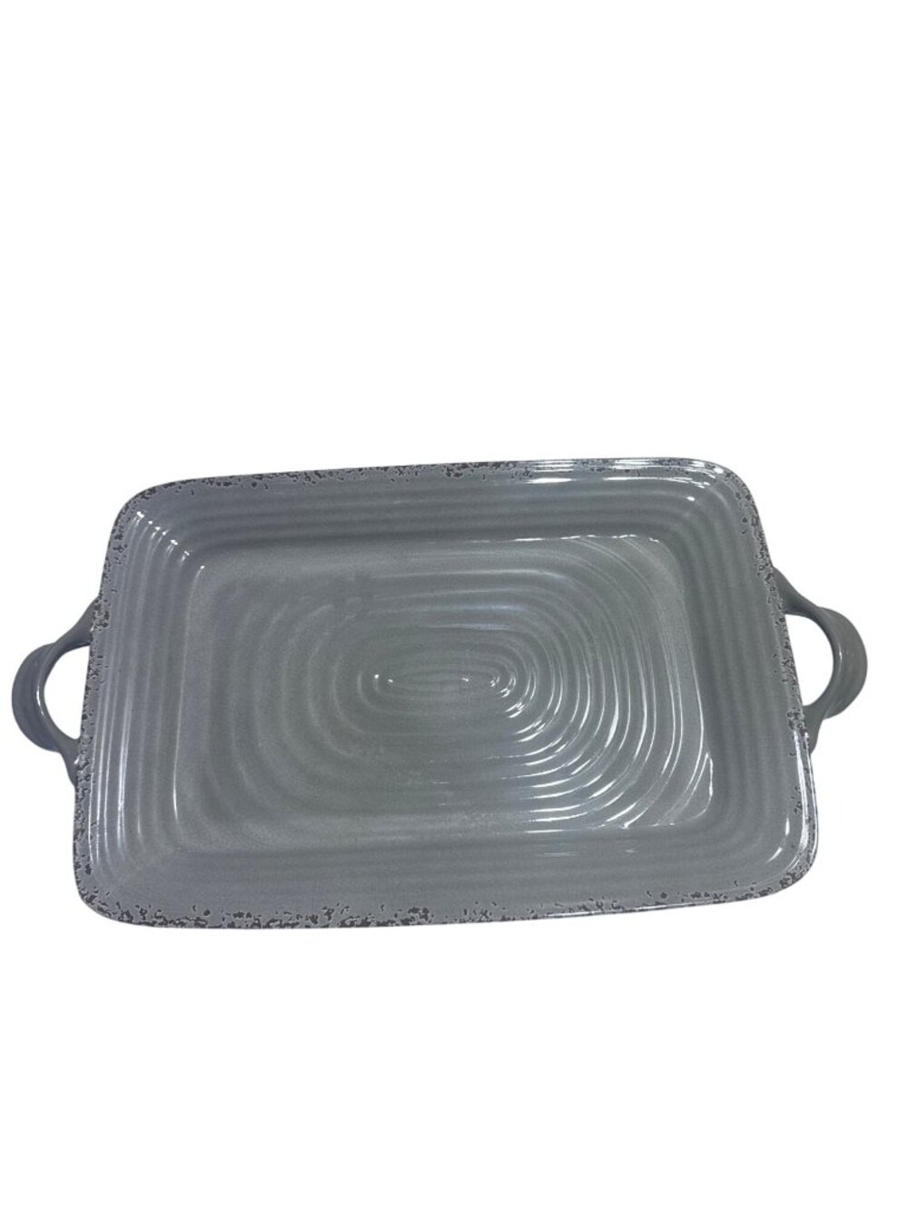 Tommy Bahama Gray Serving Tray Handles Textured Rectangle Melamine Dishwasher Sa
